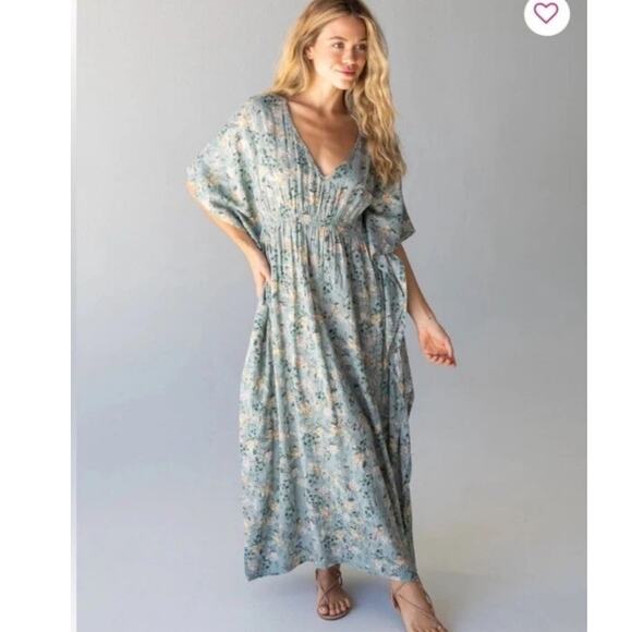 NWT Natural Life Womens Small Sanibel Island Caftan Floral Beachy Batwing Dress - Picture 1 of 9